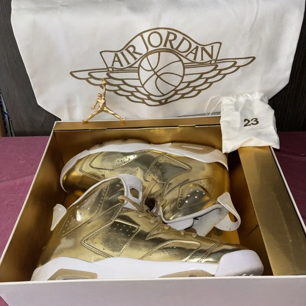 NIKE AIR JORDAN VI 6 RETRO PINNACLE METALLIC GOLD LIQUID METAL 854271-730 12